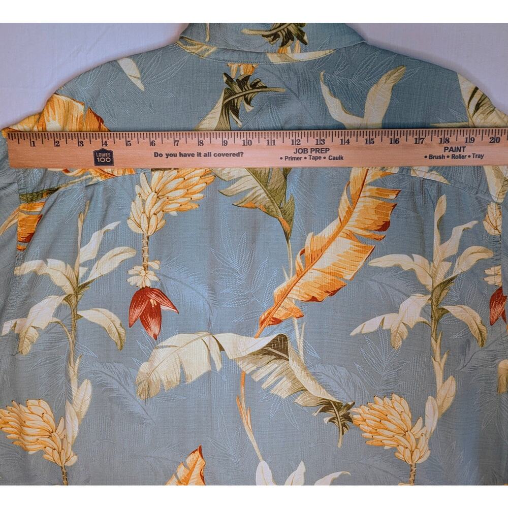 Tommy Bahama Shirt Mens XXL Blue 100% Silk Banana Leaf Tropical Hawaiian Camp - Picture 4 of 11